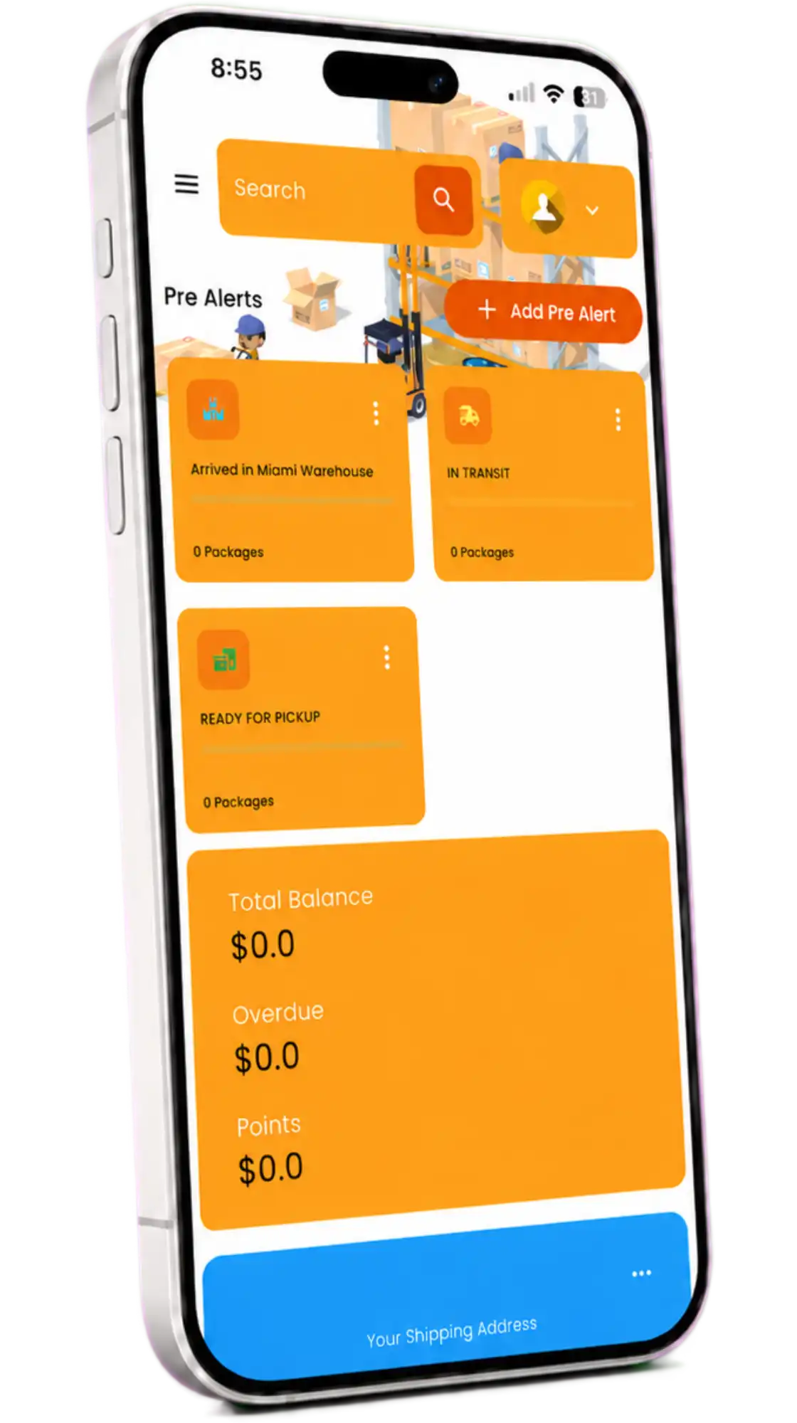 One Plus Courier JA app — dashboard view