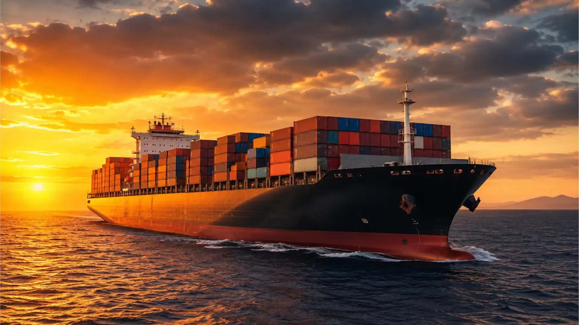 Cargo ship at sea